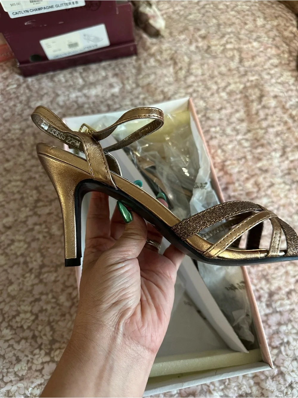 Touch Ups Bronze Glitter Strappy Heel Sandals